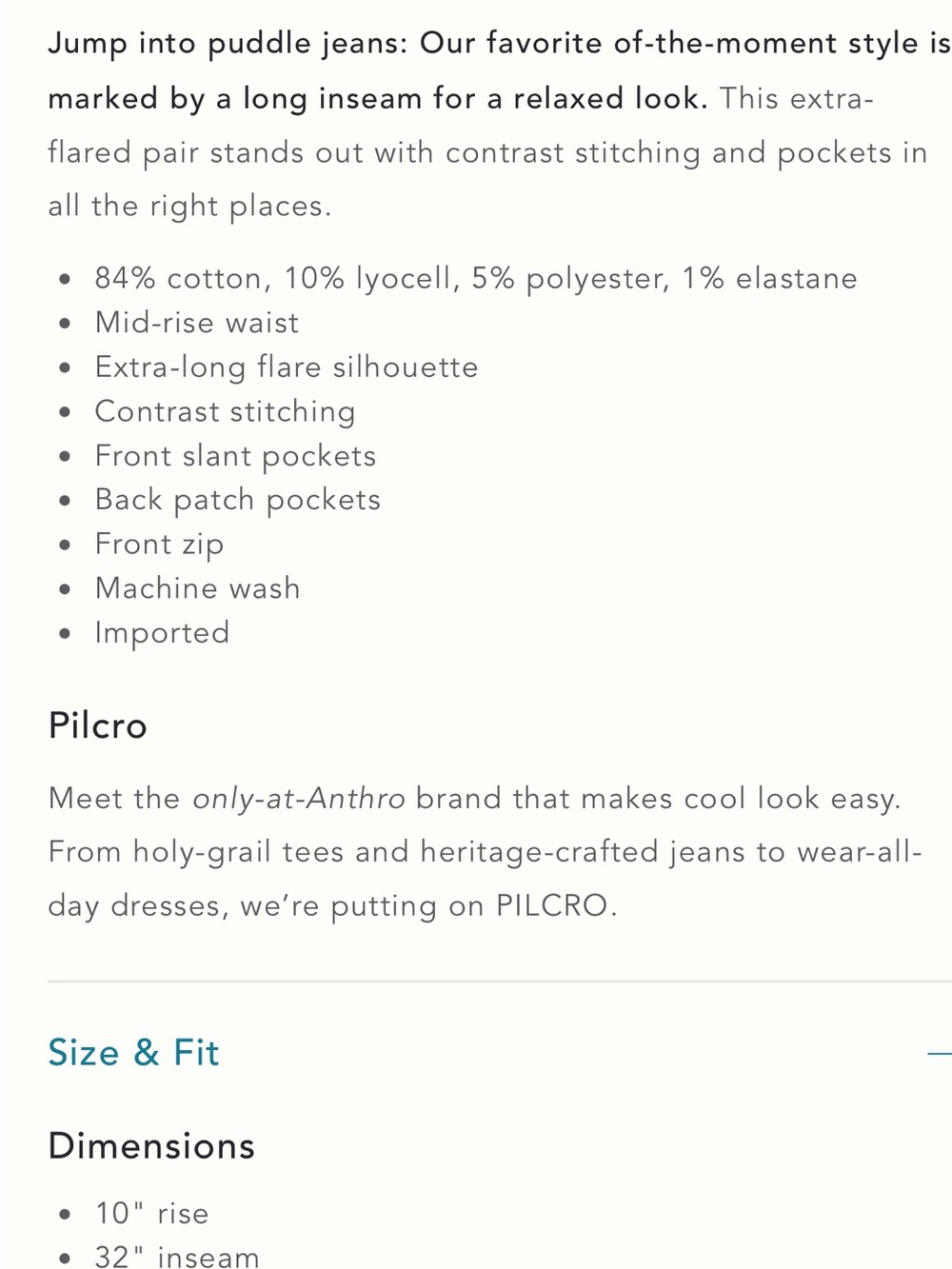 Anthropologie Pilcro Indigo Puddle Mid-Rise Flare Jeans with Contrast Stitching - Picture 9 of 14